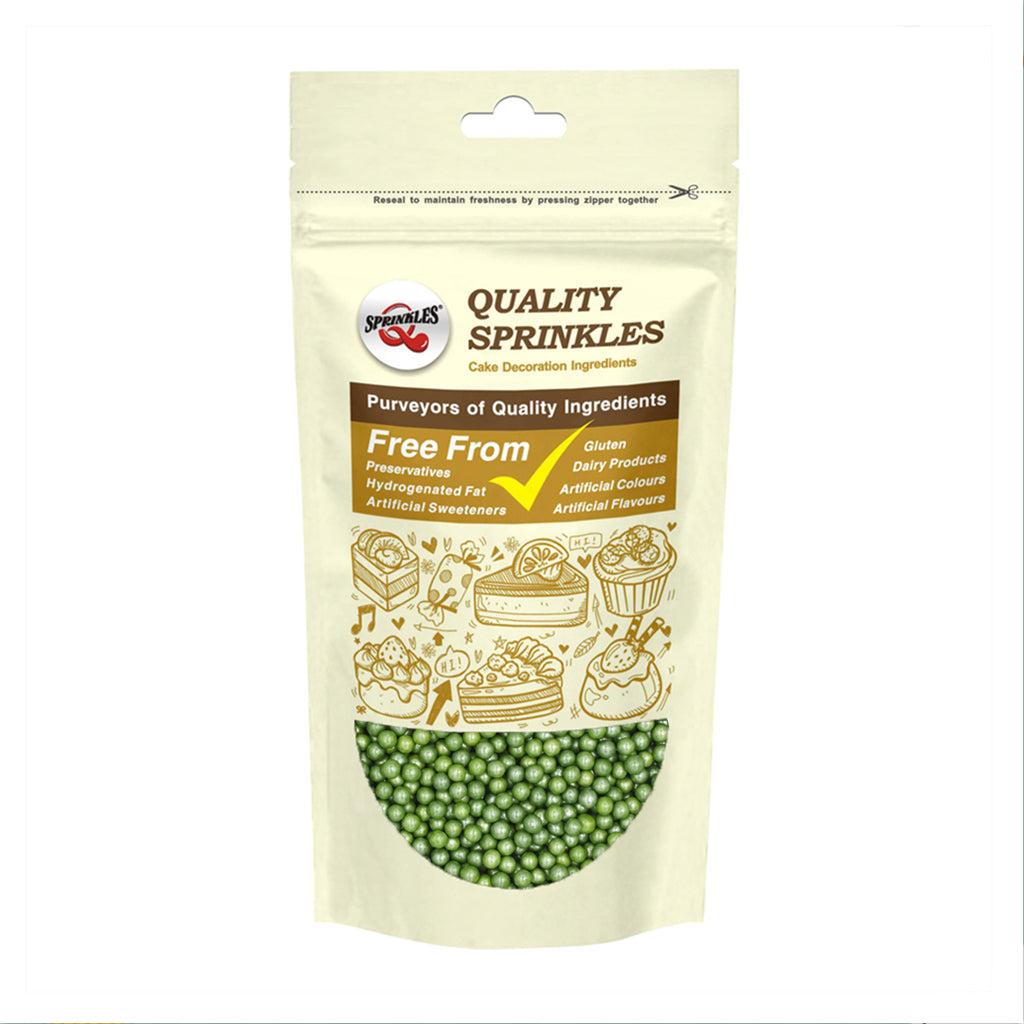 Shimmer Green 4mm Pearls - Gluten Free Natural Ingredients Sprinkles