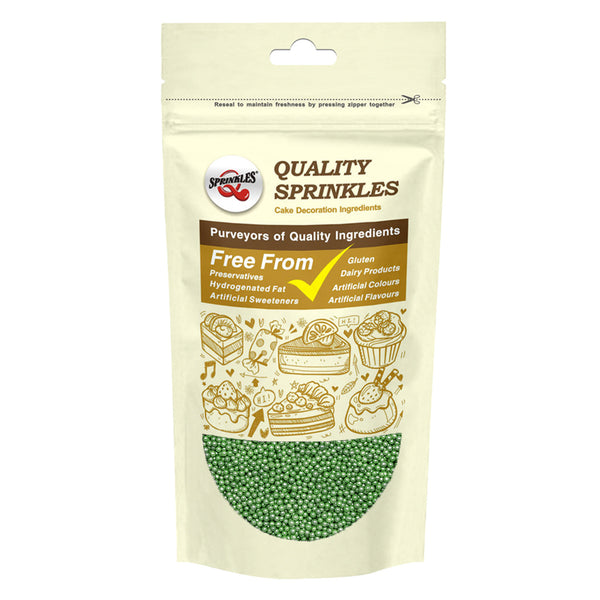 Shimmer Green Nonpareils - No Dairy Nut Free Sprinkles Cake Decoration