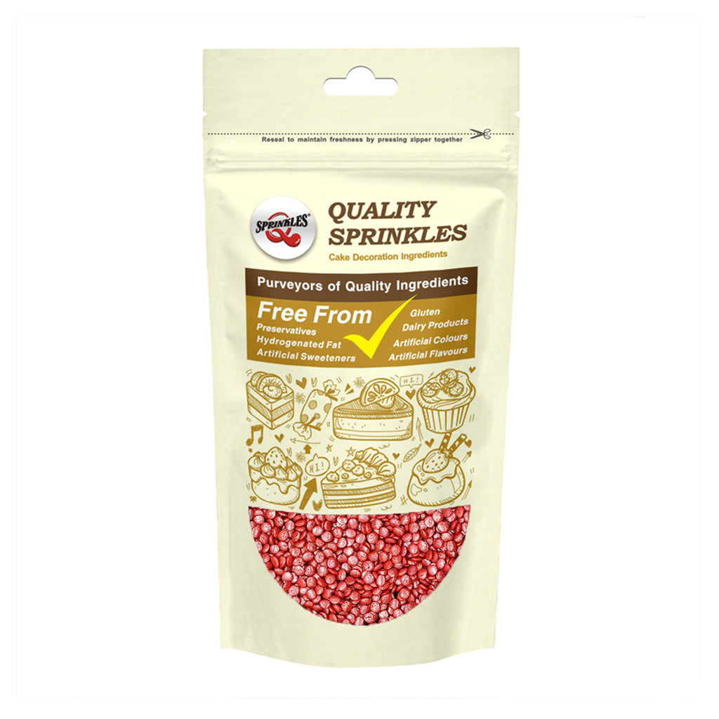 Shimmer Red Confetti Dots - Dairy Free Vegan Sprinkles Cake Decoration