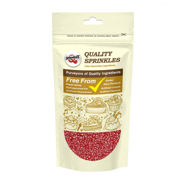 Shimmer Red Sugar Crystals - Soya Free Natural Ingredients Sprinkles