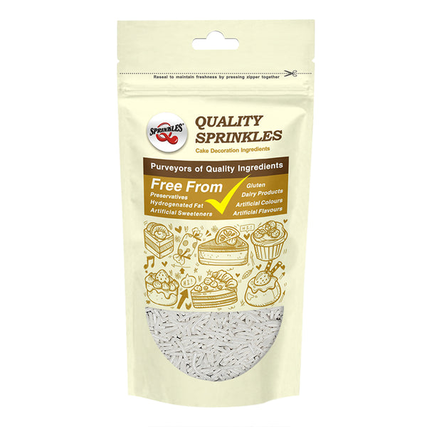 Shimmer White Jimmies - Gluten Free Soy Free Halal Certified Sprinkles