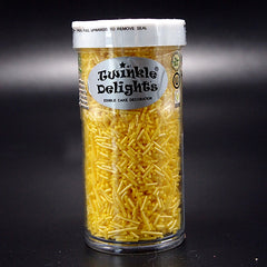 Shimmer Yellow Jimmies - No Nuts Gluten Free Halal Certified Sprinkles (Top 14 Allergen Free, Naturally Sourced Ingredients, Plant-based, Clean Label Free From GMO, Hydrogenated Fat, Palm oil, Vegan, BRC, Kosher & FDA)