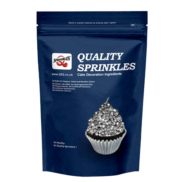 Silver Confetti Dots - Natural Ingredients Nut Free Sprinkles For Cake
