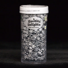 Silver Confetti Star - Nuts Free Clean Label Sprinkles Cake Decoration (Top 14 Allergen Free, Naturally Sourced Ingredients, Plant-based, Free From GMO, Hydrogenated Fat, Palm oil, Certified Vegan, BRC, Kosher, Halal & FDA)