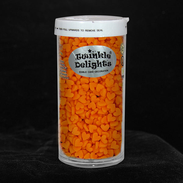 Orange Confetti Mini Heart - No Dairy No Nut Sprinkles Cake Decoration