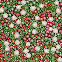 Christmas Amaryllis - Non Dairy Halal Certified Sprinkles Mix For Cake (Top 14 Allergen Free, Naturally Sourced Ingredients, Plant-based, Clean Label Free From GMO, Hydrogenated Fat, Palm oil, Vegan, BRC, Kosher & FDA)