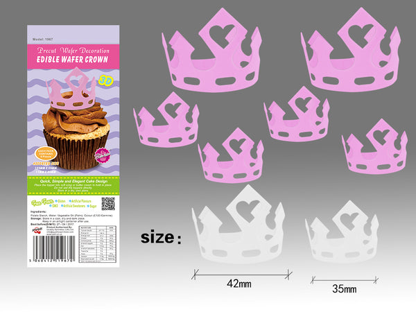 3D DIY Edible Wafer Pink Crown - GMO Free Clean Label Cake Decoration