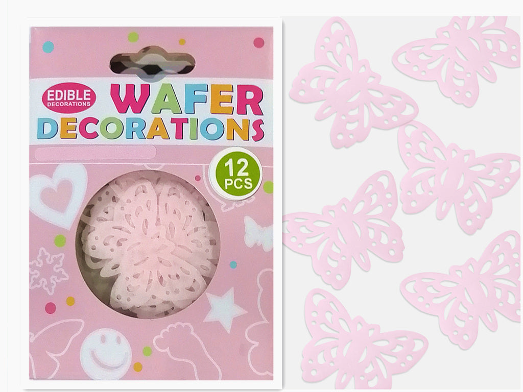Edible Wafer Light Pink Butterfly - Natural Ingredient Cake Decoration