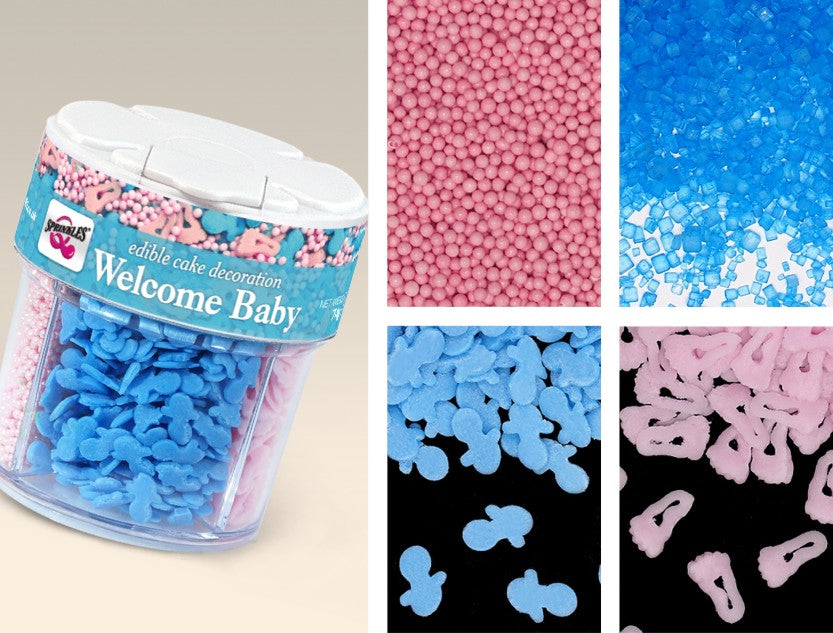 New Baby - Non GMOs Halal Certified Sprinkles 4 Cell Shaker Cake Decor