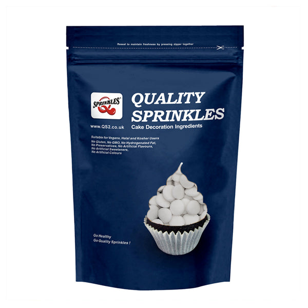 White Confetti 10MM Big Sequins - No Gluten Halal Sprinkles For Cake