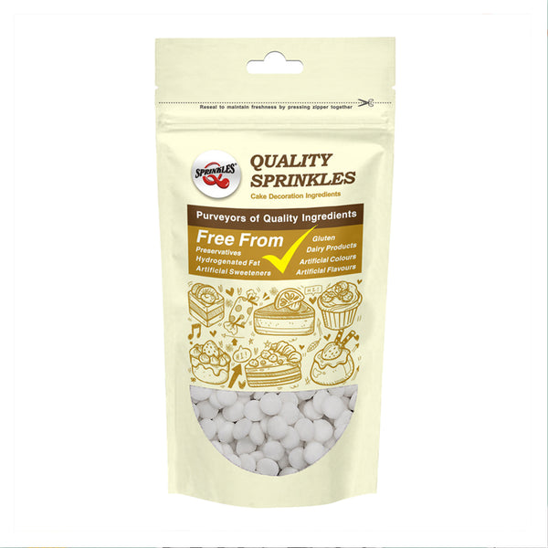 White Confetti 8MM Big Sequins - Nuts Free Kosher Certified Sprinkles