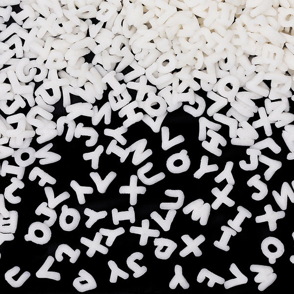 White Confetti Alphabets -No Soy Kosher Certified Sprinkles Cake Décor