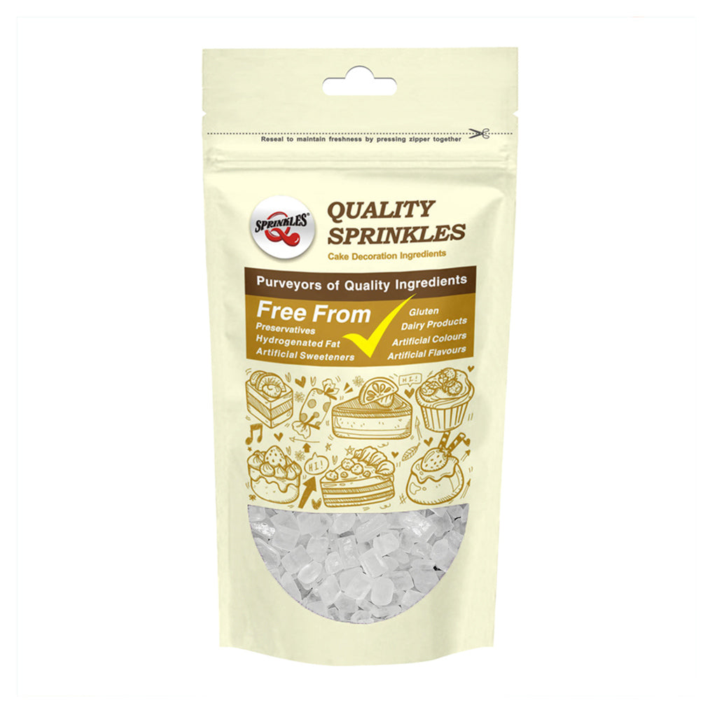 White Sugar Rocs - Nuts Free No Gluten Kosher Sprinkles Cake Decor