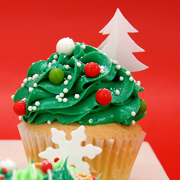 Precut Edible Wafer 3D White Christmas Tree - Gluten Free Cake Decor