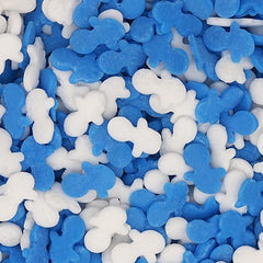 Blue & White Confetti Dummy - Clean Label Sprinkles Cake Decoration (Top 14 Allergen Free, Naturally Sourced Ingredients, Plant-based, Free From GMO, Hydrogenated Fat, Palm oil, Certified Vegan, BRC, Kosher, Halal & FDA)
