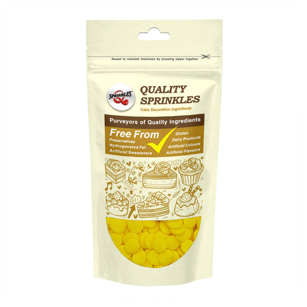 Yellow Confetti 10MM Big Sequins - No Soya No Nut Sprinkles Cake Decor