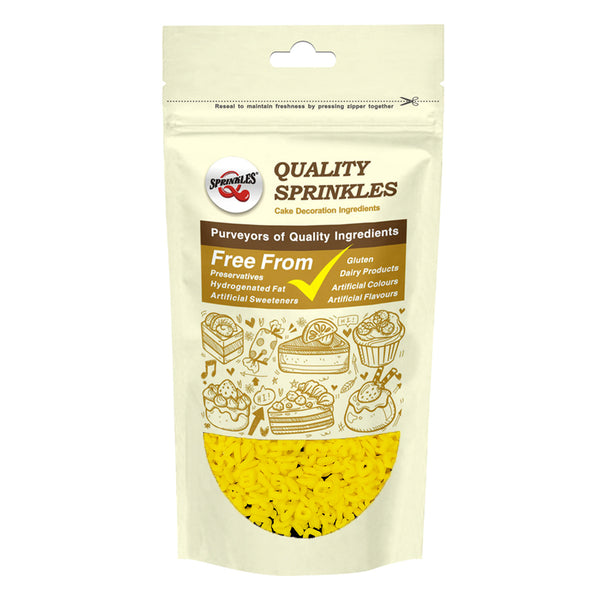 Yellow Confetti Alphabets - No Dairy No Soya Sprinkles Cake Decoration