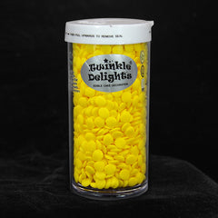 Yellow Confetti Sequins - Nuts Free Soya Free Sprinkles Cake Decor (Top 14 Allergen Free, Naturally Sourced Ingredients, Plant-based, Clean Label Free From GMO, Hydrogenated Fat, Palm oil, Certified Vegan, BRC, Kosher, Halal & FDA)