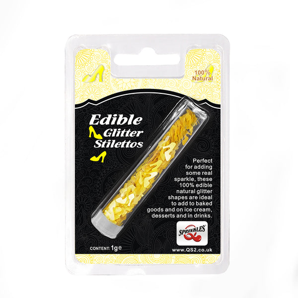 Yellow Glitter Stilettos - Non GMO Kosher Certified Edible Decoration