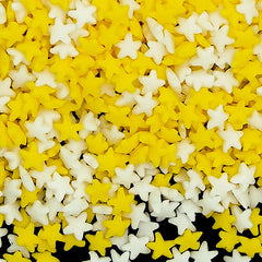 Yellow & White Confetti Star - Nuts Free Kosher Certified Sprinkles (Top 14 Allergen Free, Naturally Sourced Ingredients, Plant-based, Clean Label Free From GMO, Hydrogenated Fat, Palm oil, Vegan, BRC, Halal & FDA)