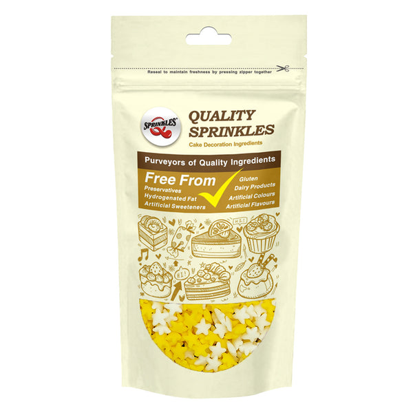 Yellow & White Confetti Star - Nuts Free Kosher Certified Sprinkles