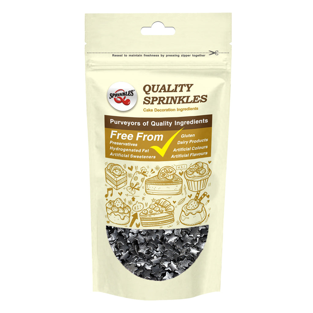 Shimmer Black Confetti Star - Gluten Free Halal Certified Sprinkles