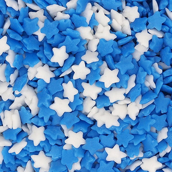 White & Blue Confetti Star - Non Gluten Nuts Free Sprinkles For Cake