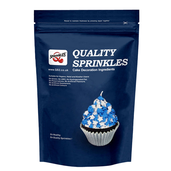 White & Blue Confetti Star - Non Gluten Nuts Free Sprinkles For Cake
