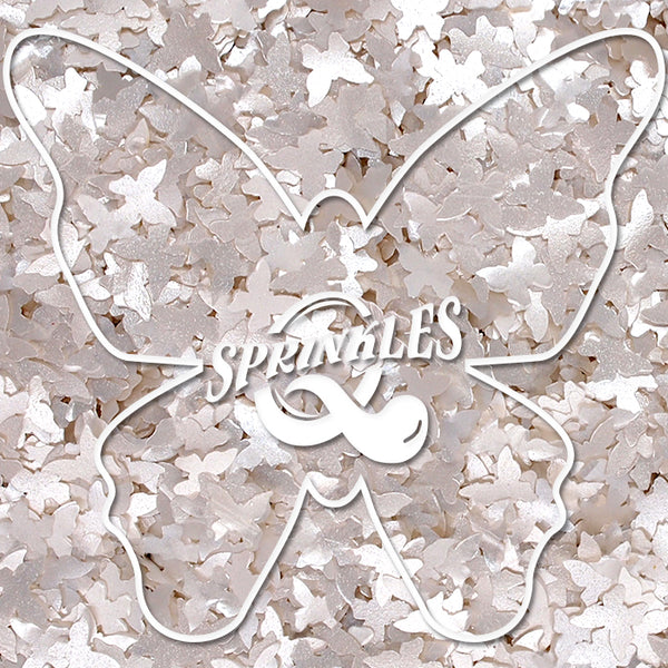 White Glitter Butterflies - No Dairy Vegan Certified Edible Decoration