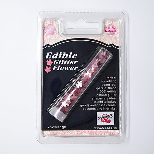 Pink Glitter Flowers - Sugar Free Kosher Certified Edible Decoration