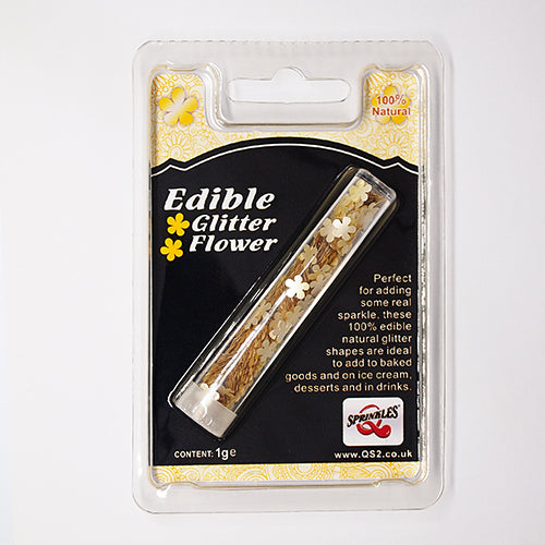 Yellow Glitter Flowers - Soya Free Clean Label Vegan Edible Decoration