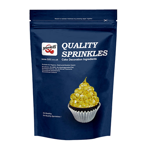 Shimmer Yellow Confetti Sequins - Nuts Free Soya Free Halal Sprinkles