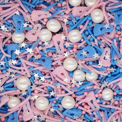 Baby Shower - Gluten Free Clean Lable Sprinkles Mix Vegan Cake Decor (Top 14 Allergen Free, Naturally Sourced Ingredients, Plant-based, Free From GMO, Hydrogenated Fat, Palm oil, Certified Vegan, BRC, Kosher, Halal & FDA)
