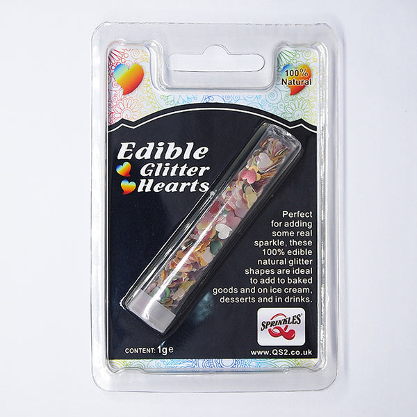 Rainbow Glitter Hearts - Gluten Free Clean Label Edible Decoration