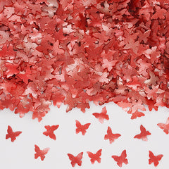 Red Glitter Butterflies - Non GMO Halal Certified Edible Decoration (Top 14 Allergen Free, Naturally Sourced Ingredients, Plant-based, Clean Label, Hydrogenated Fat, Palm oil, Certified Vegan, BRC, Kosher, Halal & FDA)