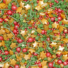 Christmas Magic - GMOs Free Clean Label Sprinkles Mix Cake Decoration (Top 14 Allergen Free, Naturally Sourced Ingredients, Plant-based, Hydrogenated Fat, Palm oil, Certified Vegan, BRC, Halal & FDA)
