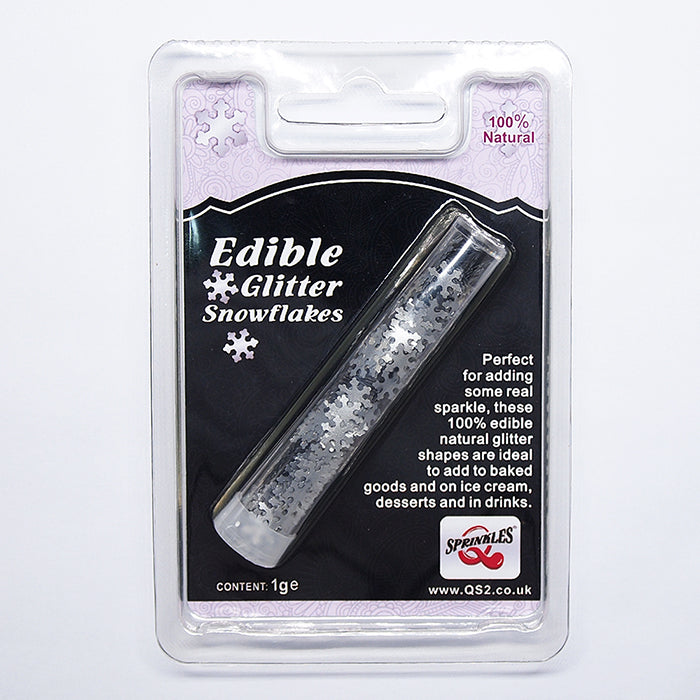 Edible Glitter Snowflakes - silver 4g