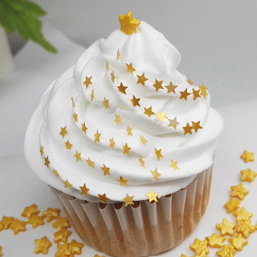 Gold Glitter Stars - Dairy Free Clean Label Vegan Edible Decoration
