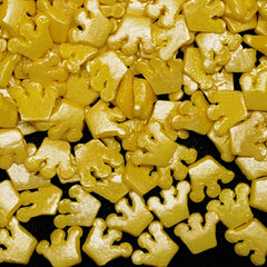 Gold Confetti Crown - Nuts Free Clean Label Sprinkles Cake Decoration (Top 14 Allergen Free, Naturally Sourced Ingredients, Plant-based, Free From GMO, Hydrogenated Fat, Palm oil, Certified Vegan, BRC, Kosher, Halal & FDA)