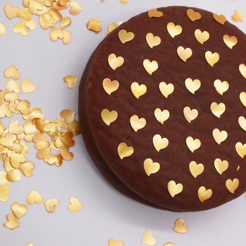 Gold Glitter Hearts - No Nut No Soy Halal Certified Edible Decoration