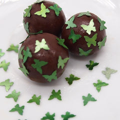 Green Glitter Butterflies - Gluten Free Clean Label Edible Decoration (Top 14 Allergen Free, Naturally Sourced Ingredients, Plant-based, Free From GMO, Hydrogenated Fat, Palm oil, Certified Vegan, BRC, Kosher, Halal & FDA)