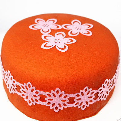 Edible Light Pink Wafer Paper Lace Flower - Soy Free Cake Decoration