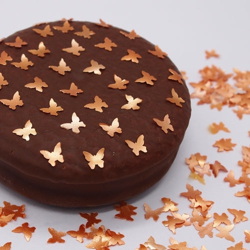 Orange Glitter Butterflies - No Nut Kosher Certified Edible Decoration