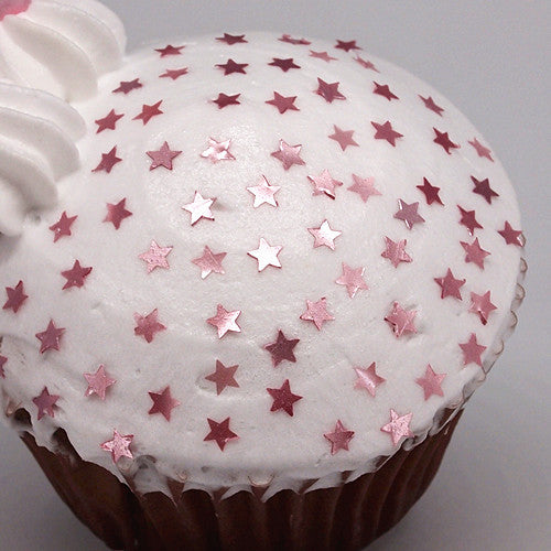 Pink Glitter Stars - No Soy Non GMO Halal Certified Edible Decoration