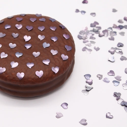 Purple Glitter Hearts - No Soy Kosher Certified Edible Cake Decoration