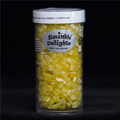 Shimmer Yellow Sugar Rocs - Dairy Free Soy Free Sprinkles For Cake (Top 14 Allergen Free, Naturally Sourced Ingredients, Plant-based, Clean Label Free From GMO, Hydrogenated Fat, Palm oil, Certified Vegan, BRC, Kosher, Halal & FDA)
