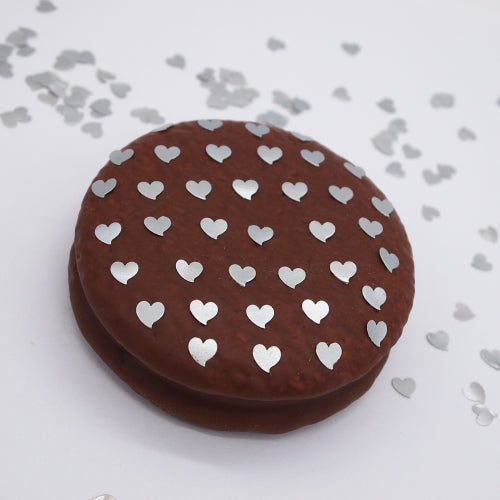 Silver Glitter Hearts - No Soy Halal Certified Edible Cake Decoration