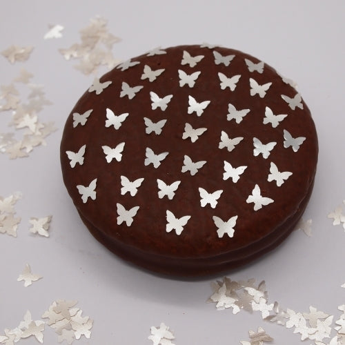 White Glitter Butterflies - No Dairy Vegan Certified Edible Decoration